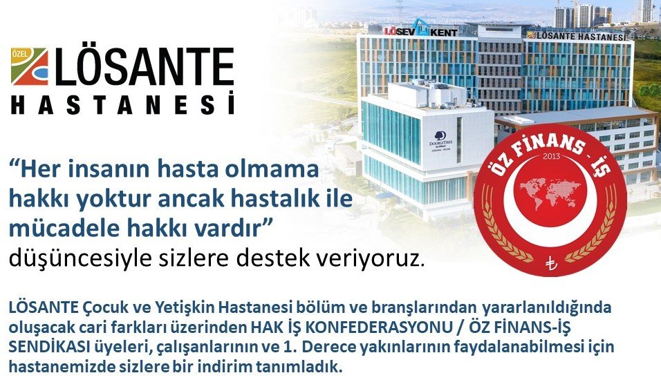 LÖSANTE HASTANESİNDEN ÜYELERİMİZE ÖZEL YÜZDE 20 İNDİRİM