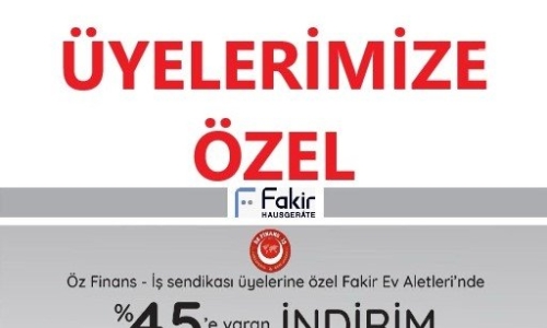 FAKİR'DEN ÜYELERİMİZE ÖZEL YÜZDE 45 İNDİRİM